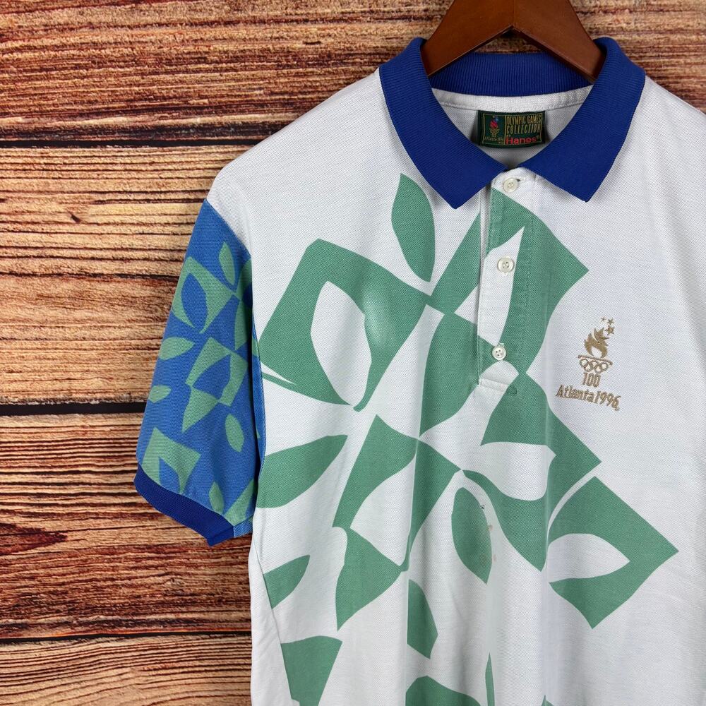 Vintage 1996 Atlanta Olympics All Over Print Polo Shirt